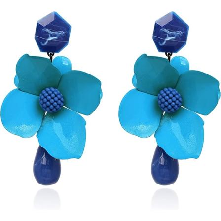 Heyone Retro Tåreformet Stort Blomsterhængende Øreringe Boho Lagdelt Blomsterblad Drop Øreringe Statement Mode Øresmykke til Kvinder Piger
