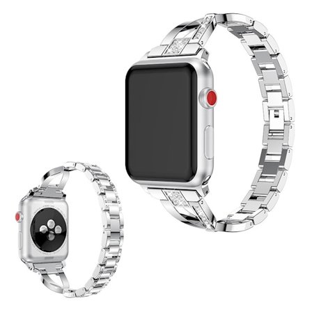 Apple Watch Series 5 44mm strassikoristeinen kellonauha - Hopea