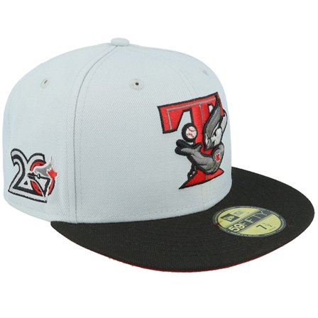 New Era - MLB Grey fitted Czapka Z Daszkiem - Toronto Blue Jays Ruby Ashes 59FIFTY 20th Snow Grey/Black/Red Fitted @ Hatstore
