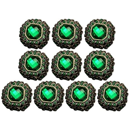 10 Stk Rhinestone Knapper Perle Hårnåler GRØNN