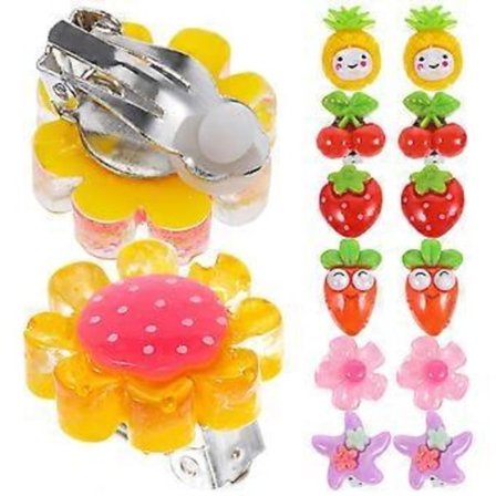 7 par Clip On Örhängen för Små Flickor Barn Clip On Örhänge Smycken Festival Party Örhänge Smycken