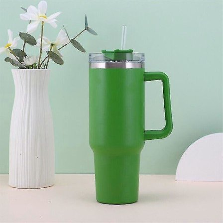 40 Oz Tumbler Sugerrør Lokk Isolert Rustfritt Stål Vannflaske Kaffekrus Reise