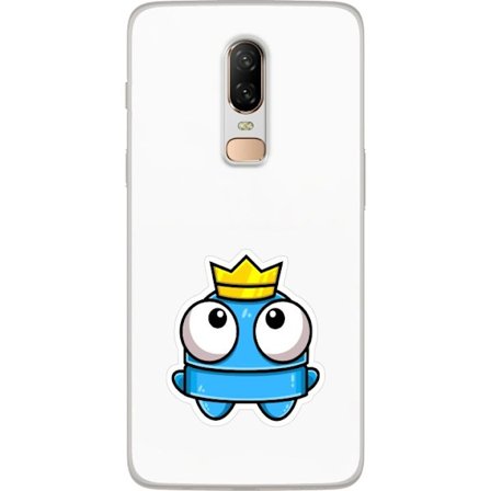 Kompatibel Mobilcover til OnePlus OnePlus 6 Blå tegnet figur med krone og store øjne i legende kongelig stil