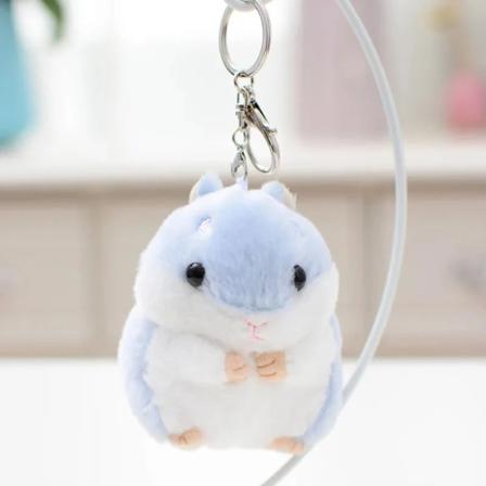 1 st. Fylld 10 cm Hamster Plyschdocka Nyckelringar Djur Barnleksaker Nyckelkedja Kawaii Dockor Barn Barn Julgåvor Väska Hänge Light blue