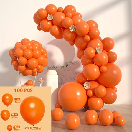 Orange Ballonger, 100 st Mörk Orange Ballong Garland, 5 10 12 18 Tum Orange Ballongbåge Kit för Pojkars Festdekorationer-