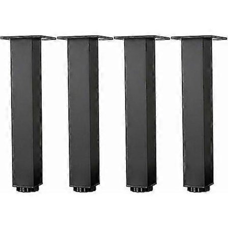 Højdejusterbare Møbelben i Aluminium, Sofa Bordben, Badeværelsesvaskeskab Ben, 5-40cm, Mat Sort, Med Skruer, 4 Styk (25cm/9.8in)