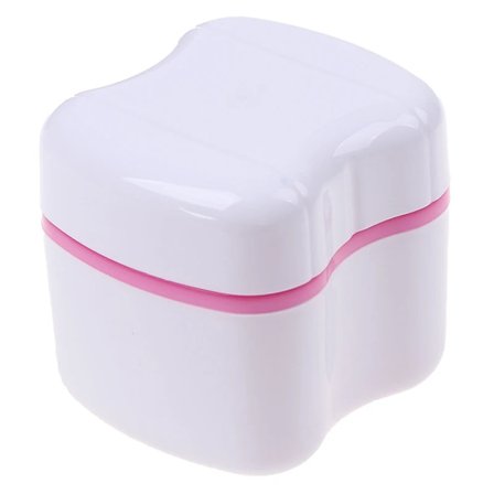 Tandproteseæske med badenet, beholder til tandproteser, opbevaringsæsker til kunstige tænder, organizer, tandæske