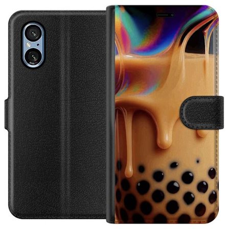 Kompatibelt Plånboksfodral till Sony Sony Xperia 5 V Kreativ bubble tea med regnbågsglans och droppande pärlor