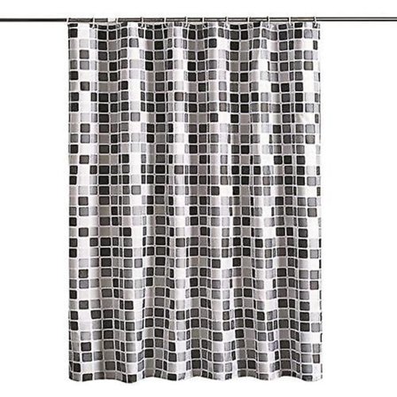 Bruseforhæng, badeforhæng, skimmelbestandigt, mosaikmønster, polyesterstof badeforhæng med øjer og vægtet søm (180 x 180 cm)