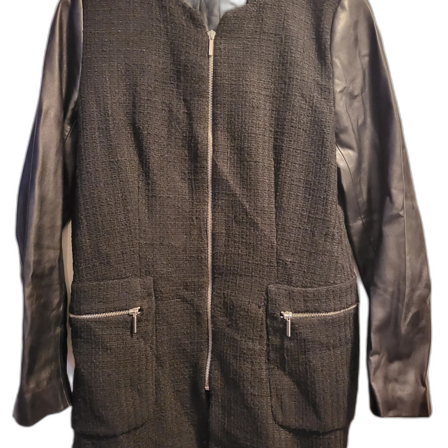 Kappa med läderärmar