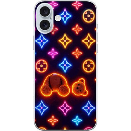 Yhteensopiva Puhelinkuori Apple Apple iPhone 16 Plus Neonvärisellä ylellisellä kuviolla, jossa hehkuvia nalleja pop-taide-esteetiikassa