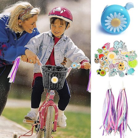 Sykkelkurv for barn, sykkeltilbehør foran, flettet kurv av rotting med styrestrimler