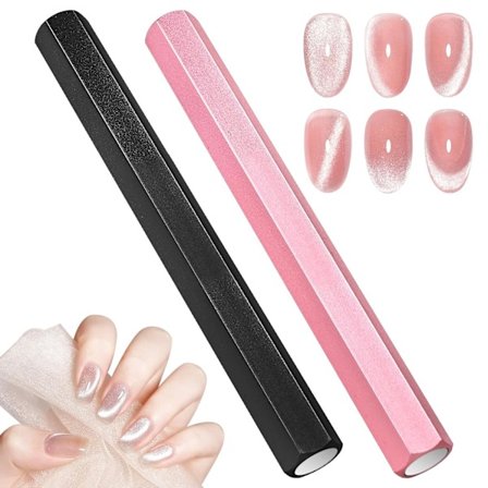 2 ST Cat Eye Magnet för Naglar, Dubbelhuvud Cat Eye Gel Nagellack Magnetpennor Stick Hexagonal Stark Sug Magnetisk Stav Nagel Salong Konstverktyg för 