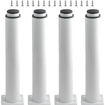 (25-42 cm, valkoinen) Sarja, jossa 4 vahvaa ja säädettävää metallijalkaa esim.