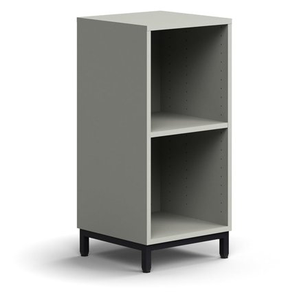 Bookcase QBUS, 1 shelf, leg frame, 868x400x400 mm, black, light grey