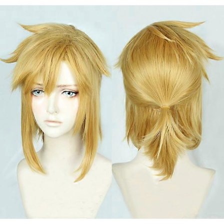 Zelda: Breath Of The Wild Link Cosplay Peruk Kort Gyllene Hästsvans Värmebeständig Hårperuk + Perukmössa