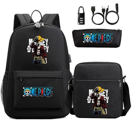 Luffy skolväska - Vattentät rese-USB-stöldskyddad ryggsäck för kvinnor och män - Laptop resväska med utomhussporter Mochilas hög kvalitet