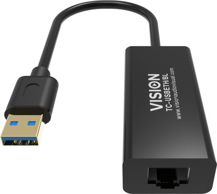 VISION TC-USBETH/BL - nettverksadapter - USB 2.0 - Gigabit Ethernet x 1