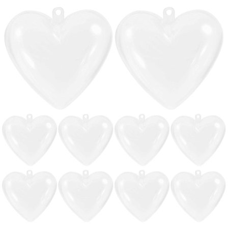 10 st Klar Plast Fyllbar Boll Ornament Hjärta Form DIY Plastboll Badbomb Hantverksform Jul Bröllopsfest Dekor