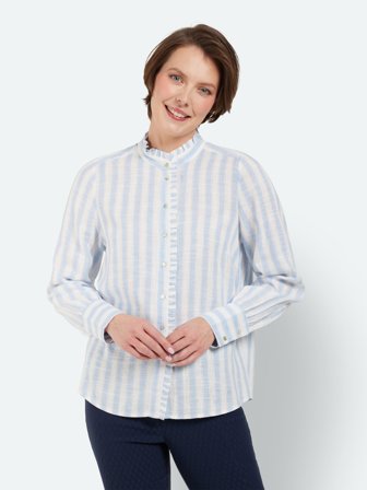 BRANDTEX - Hør Skjorte - Lys Blå - Flæsekrave