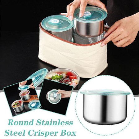 Rostfri rund lunchlåda kylskåp lufttät mat färskhållning(Som visas)