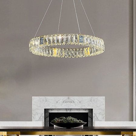 50cm Krystal Pendlampe Led Lysekrone Stål Nordisk Stil