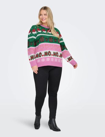 ONLY Carmakoma Carhoho X-Mas Ls Pullover Knt - Pink - 46-48