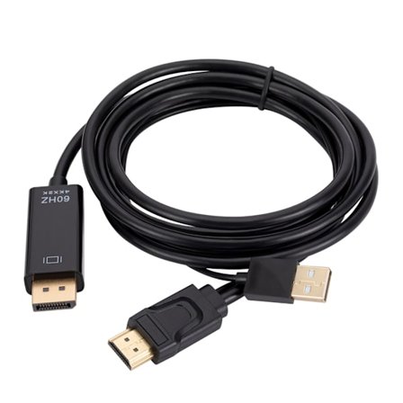 HDMI-kompatibel med DisplayPort 6 fot kabel för dator, spellägesomvandlare Lämplig för spelkonsol till bildskärm