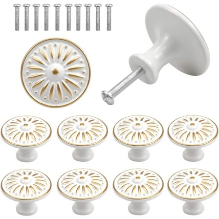 Pakke med 10 Skapknotter, Møbelknotter, Vintage, Runde Kommodeknotter, Skuffeknotter, 35 mm Møbelknotter, Skapknotter