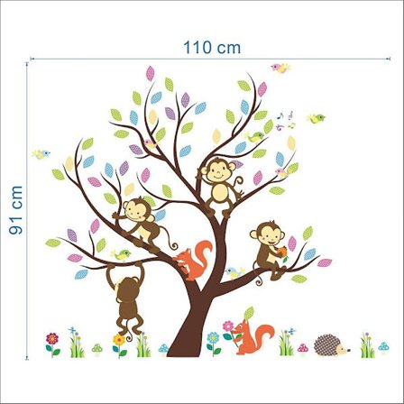 Apinat Eläimet Puu Seinätarra Tarra Taimitarha Koriste Lapset Lahja, 1 sarja