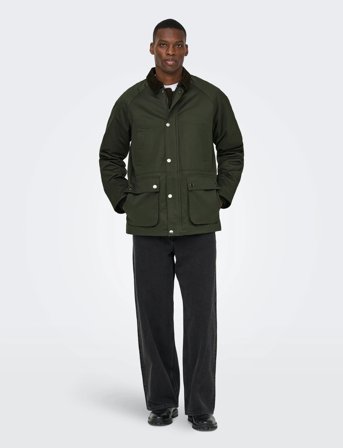 ONLY & SONS Onsbob Waxed Jacket Otw - Khaki green - XL