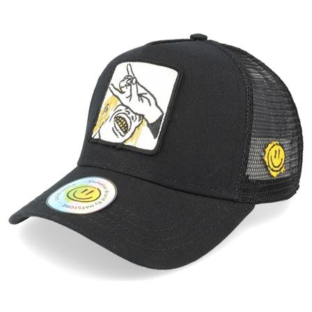 Lucid Smile - Musta trucker Lippis - Dope Boy Patch Black Trucker @ Hatstore