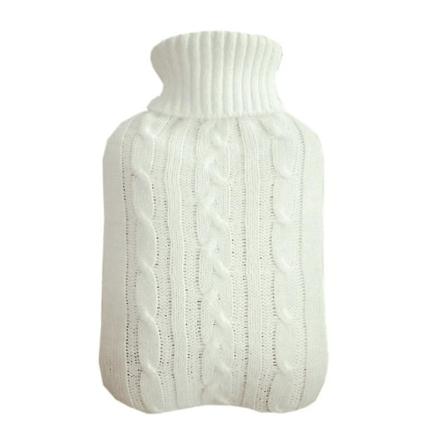 Mjuk Stretchig varmvattenflaska Plain Cover Bag Stickade överdrag White