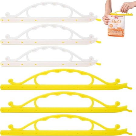 6-pak Påseklips, Genanvendelige Poselukkere, Chipsklips med Håndtag til Brød, Snacks, Korn og Mad, Holdbare Chipspose-glidere