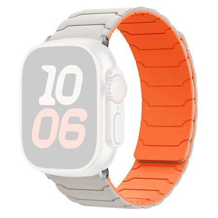 KALEBOL Silikon Magnetiskt Klockarmband Apple Watch Series 10 46mm Armband - Stjärnljus + Orange