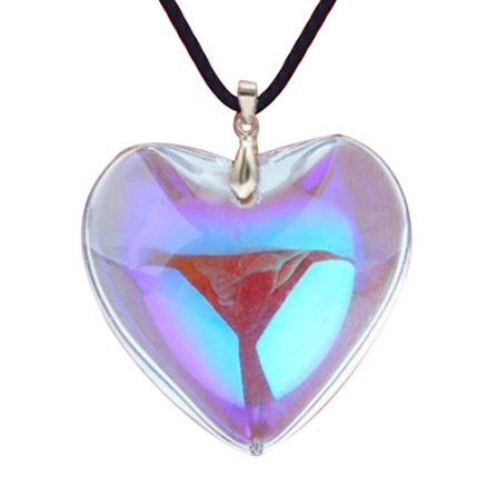 Glasshjerte Anheng Halskjede Fargerikt Hjerte Anheng Svart Tau Halskjede Smykker Kragebenslenke for Kvinner Menn Bursdag