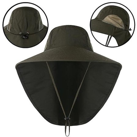 2013 Sommar Anti-UV Solskydd Fiske Panama Bucket Hat med Nackskydd Caps Herr Andas Camping Vandring Caps(armégrön)