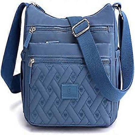 Crossbody-väska för dam, Crossbody-väska med flera fickor, Axelväska, Resväska, Handväska (Blå)
