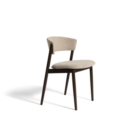 Leonora Esszimmerstuhl, geräuchertes Eichenholz, eleganter Polsterstuhl in Beige, bequemer Küchenstuhl, modernes schlichtes Design, 78cm