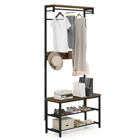 5-i-1 entreorganisator med bænk og skoopbevaring