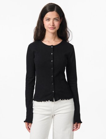 Pieces Pcmarie Ls Poin Cardigan Jrs Noos Bc - Black - M