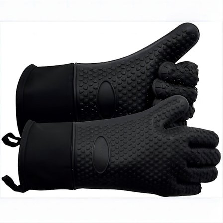 2 stk, Grillhansker, BBQ-hansker Varmebestandige Ovn-hansker, Varmeisolerende Hansker, Bakehansker, Kjøkken Silikon Ovn-hansker, Lange (FMY)