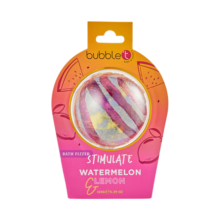 BubbleT Stimulate Watermelon & Lemon Bath Fizzer Bad dusch Unisex Rosa 150 G