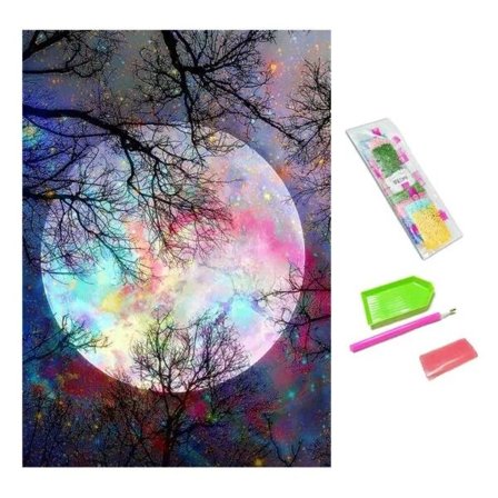 5D Diamantmålning Måne Diamantkonstset för Vuxna Nybörjare DIY 5D Diamantkonstset Rund Full Borr Diamantmålningsset