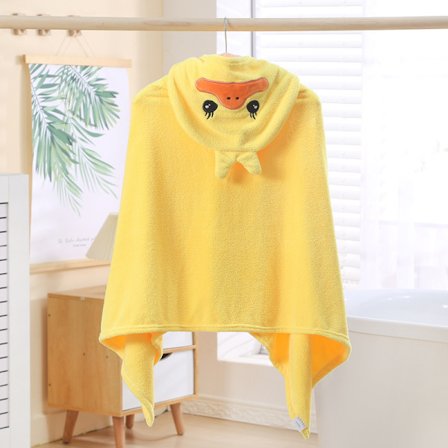 140x70cm, Liten Gul Anka Barn Kapuschong Handduk Mjuk Absorberande Badhandduk med Söt Groda Design för B