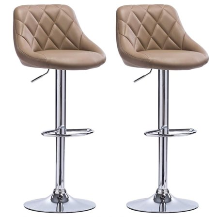 Rootz Justerbare Barstole i imiteret læder - Sæt med 2 - Bordskamler - Drejestole - Komfortable siddepladser - Holdbar konstruktion - Alsidigt design