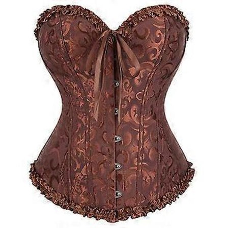 Elegant Blomstret Midjetrener Dame Korsett Kroppsformer Girdle Trimmer Forlenger Streetwear Midjedekorasjoner Brun S