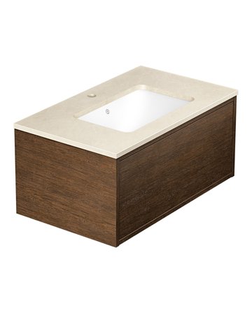 Gustavsberg Ducentic GB71DCVU80AWCC1100 Kommode 80 cm, brun eik/beige stein, 1 blandebatterihull Brun eik/beige stein, Baderom