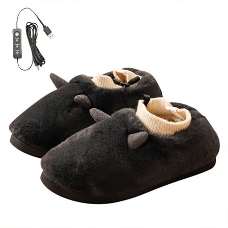 USB Opvarmede Plys Sutsko Justerbar Temperatur Anti-skrid Vinter Fodvarmer til Mænd