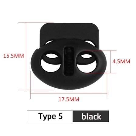 10 stk/pakke Fjærspenne Snorlås SORT 5 5